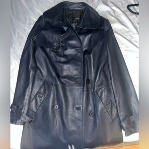 Joe Jeans Navy Leather Trench Coat